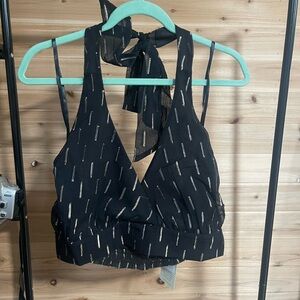 Black Tie Front Crop Tank Top with Backless Design